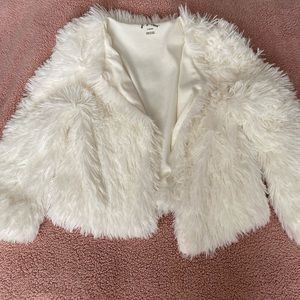 Girls furry jacket white